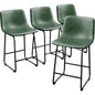 LainTene 26" PU Leather Bar Stools Set of 4 – Modern Counter Height Stools with Back, Footrest & Sturdy Metal Legs for Kitchen, Bar, Living Room, Green