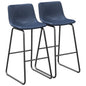 LainTene 30" Bar Stools Set of 2 – Faux Leather Counter Height Stools with Backrest & Footrest, Heavy-Duty Metal Frame for Kitchen, Bar, Living Room, Blue