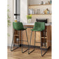 LainTene 30" Bar Stools Set of 2 – Faux Leather Counter Height Stools with Backrest & Footrest, Heavy-Duty Metal Frame for Kitchen, Bar, Living Room, Green