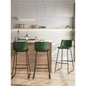 LainTene 30" Bar Stools Set of 3 – Faux Leather Counter Height Stools with Backrest & Footrest, Heavy-Duty Metal Frame for Kitchen, Bar, Living Room, Green