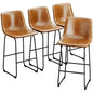 LainTene 30" PU Leather Bar Stools Set of 4 – Modern Counter Height Stools with Back, Footrest & Sturdy Metal Legs for Kitchen, Bar, Living Room, Brown