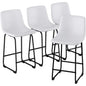 LainTene 30" PU Leather Bar Stools Set of 4 – Modern Counter Height Stools with Back, Footrest & Sturdy Metal Legs for Kitchen, Bar, Living Room, White
