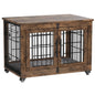 LainTene Dog Crate Furniture, Dog Kennels for Inside with Pads and Wheels, Heavy Duty Pet House for Small Medium Dogs, Browm