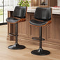 LainTene Set of 2 Swivel Bar Stools with Bentwood Back, Adjustable PU Leather Bar Chairs for Kitchen Island, Counter or Dining Room, Black
