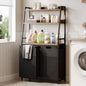 Laintene 2-Section Laundry Hamper – 170L Freestanding Laundry Sorter with 3 Shelves, 4 Hooks & Removable Washable Bags – Space-Saving Laundry Organizer for Bathroom, Dorm, or Bedroom