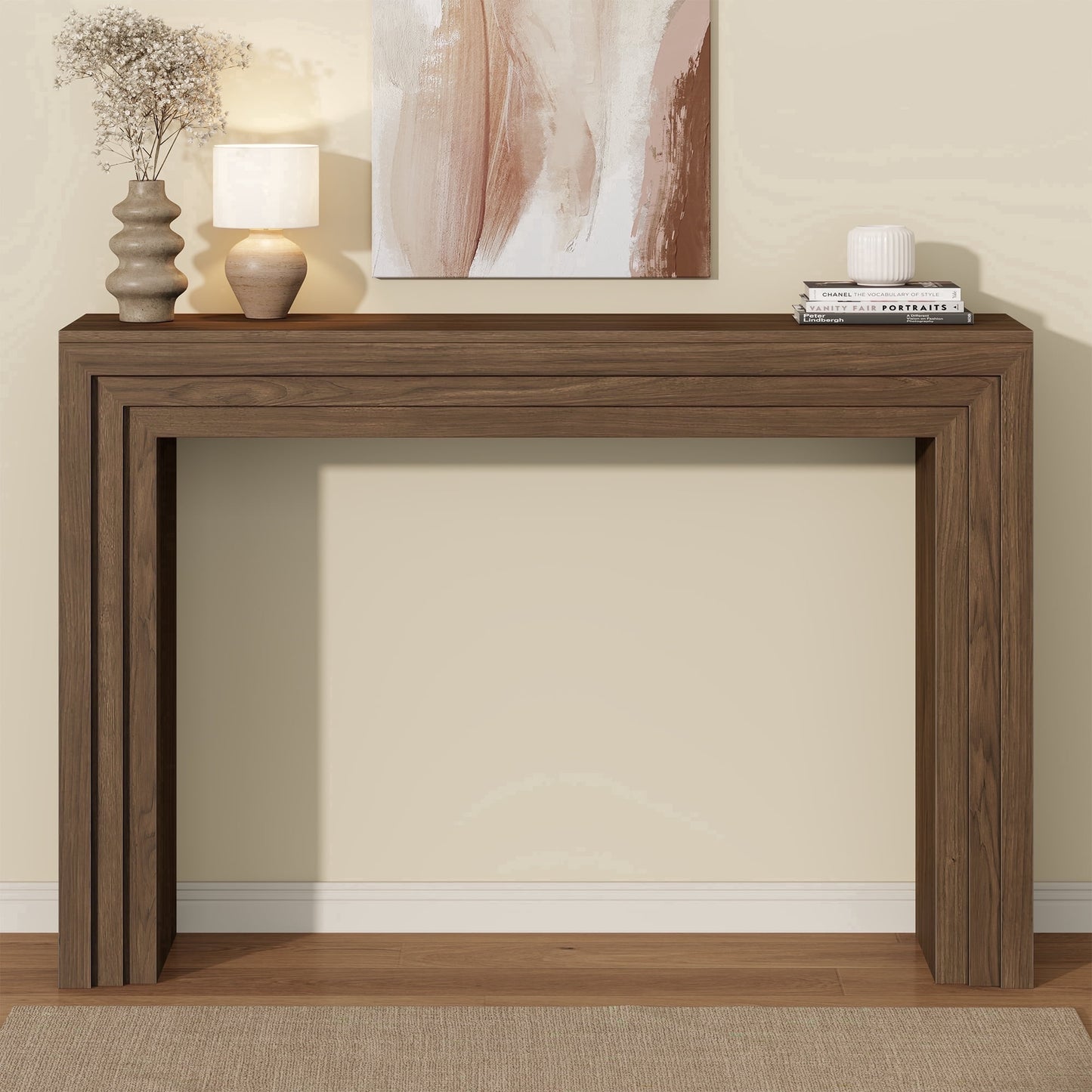 Laintene 43" Entryway Table, Wood Narrow Console Table with Storage Behind Couch Sofa Table for Entry Way Living Room, Easy Assembly, Walnut