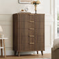 Laintene 5-Drawer Tall Dresser for Bedroom, Slim Boho Bedroom Furniture with Fluted Wave Design, Solid Wood Dresser, Closet & Small Spaces, Walnut
