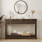 Laintene Fluted Console Table, 51" Narrow Entryway Table with 3 Drawers, Console Table Sofa Table with Storage Open Shelf, Modern Display Shelf for Hallway Living Room, Walnut