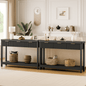 Laintene Console Table for Entryway, 51" Fluted Sofa Table with 3 Drawers and Open Shelf, Modern Narrow Display Shelf for Hallway Living Room, Black Set of 2