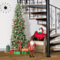 Laintene 6FT Pre-Lit Slim Pencil Christmas Tree | 200 Warm White LED Lights, 600 Tips, 40 Pine Cones & 280 Red Berries, Hinged Design for Small Spaces