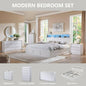 Laintene Bedroom Dresser and Nightstand 3 Piece Set - Includes Curved Double 6 Drawer Storage Dresser, Nightstand Set of 2 with Charging Station, Modern Bedroom Set, White