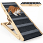 Laintene Dog Ramp for Bed, Wooden Adjustable Pet Ramp for Dogs and Cats, 7 Adjustable Height for 10.8" to 26.6", Portable Dog Ramp for Couch, Car