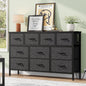 Laintene Dresser for Bedroom, TV Stand for 50" Long TV with Power Outlet, 10 Drawer Dresser for Closet, Fabric Chest of Drawers Entertainment Center for Living Room, Hallway, Entryway, Gray