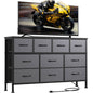Laintene Dresser for Bedroom, TV Stand for 50" Long TV with Power Outlet, 10 Drawer Dresser for Closet, Fabric Chest of Drawers Entertainment Center for Living Room, Hallway, Entryway, Gray