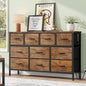 Laintene Dresser for Bedroom, TV Stand for 55" Long TV with Power Outlet, 10 Drawer Dresser for Closet, Fabric Chest of Drawers Entertainment Center for Living Room, Hallway, Entryway, Brown
