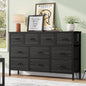 Laintene Dresser for Bedroom, TV Stand for 50" Long TV with Power Outlet, 10 Drawer Dresser for Closet, Fabric Chest of Drawers Entertainment Center for Living Room, Hallway, Entryway, Black