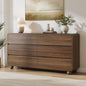 Laintene Dressers for Bedroom, 53" Wide 6 Drawer Dresser, Wood Bedroom Dresser with Curved Profile, Modern Storage Dresser Chest of Drawers for Bedroom, Walnut