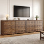 LainTene Farmhouse 6 Drawer Dresser Set of 2 for Bedroom, 54" Wide Walnut Wood Dressers with Carved Panel, Rustic Vintage Storage Cabinet