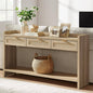 Laintene Fluted Console Table, 51" Narrow Entryway Table with 3 Drawers, Console Table Sofa Table with Storage Open Shelf, Modern Display Shelf for Hallway Living Room, White Oak