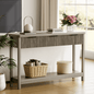 Laintene Fluted Console Table, 51" Narrow Entryway Table with 3 Drawers, Console Table Sofa Table with Storage Open Shelf, Modern Display Shelf for Hallway Living Room, Gray Oak
