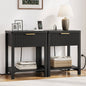 Laintene Fluted Nightstand Set of 2 - Modern Bedside Table with Drawer & Open Shelf, 2 AC Outlets + USB &Type-C for Bedroom & Living Room, Black