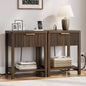 Laintene Fluted Nightstand Set of 2 - Modern Bedside Table with Drawer & Open Shelf, 2 AC Outlets + USB &Type-C for Bedroom & Living Room, Walnut