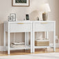 Laintene Fluted Nightstand Set of 2 - Modern Bedside Table with Drawer & Open Shelf, 2 AC Outlets + USB &Type-C for Bedroom & Living Room, White