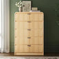 Laintene Modern 5 Drawers Dresser for Bedroom, 53" Wide Wood Dressers & Chests of Drawers w/Curved Profile Design, Mid Century Modern Dresser w/Natural Texture for Bedroom, Living Room, Natural Oak