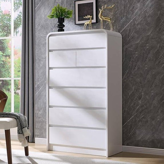 Laintene Modern 5 Drawers Dresser for Bedroom, 53" Wide Wood Dressers & Chests of Drawers w/Curved Profile Design, Mid Century Modern Dresser w/Natural Texture for Bedroom, Living Room,White Oak