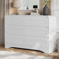 Laintene Modern 6 Drawers Dresser for Bedroom, 53" Wide Wood Dressers & Chests of Drawers w/Curved Profile Design, Mid Century Modern Dresser w/Natural Texture for Bedroom, Living Room,White Oak