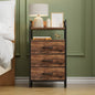 Laintene Nightstand 3 Fabric Drawer, Bedside Table Bedroom Dresser, End Side Tables Living Room, Brown
