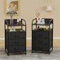 Laintene Nightstand Set of 2, 3-Drawer Fabric Dresser, End Side Tables Living Room, Storage Organizer for Bedroom Closet Furniture, Black