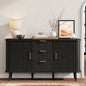 Laintene Sideboard with 3 Drawer, 55" Buffet Cabinet with 2 Sliding Tambour Doors, Modern Fluted Storage Cabinet for Kitchen, Living Room, Hallway, Black