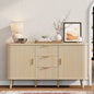 Laintene Sideboard with 3 Drawer, 55" Buffet Cabinet with 2 Sliding Tambour Doors, Modern Fluted Storage Cabinet for Kitchen, Living Room, Hallway, Natural Oak