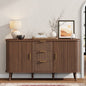 Laintene Sideboard with 3 Drawer, 55" Buffet Cabinet with 2 Sliding Tambour Doors, Modern Fluted Storage Cabinet for Kitchen, Living Room, Hallway, Walnut