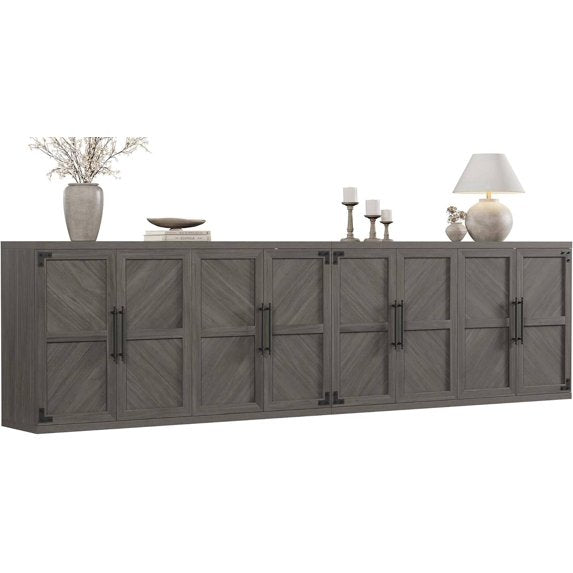 Laintene Sideboard Buffet Cabinet with Storage, Storage Cabinet with 2 Doors and Adjustable Shelves, Accent Style Sideboard for Entryway, Dining Room, Living Room, Black Set of 2
