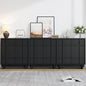 Laintene Buffet Cabinet with Skeletal Lines Doors, Sideboard Storage Cabinet with Adjustable Shelves for Kitchen, Wood Accent Cabinet TV Stands for Living Room, Black Set of 3
