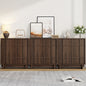 Laintene Buffet Cabinet with Skeletal Lines Doors, Sideboard Storage Cabinet with Adjustable Shelves for Kitchen, Mid-Century Accent Cabinet TV Stands for Living Room, Walnut Set of 3