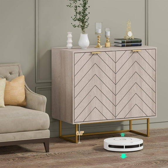 Laintene Sideboard Buffet Cabinet with Storage, Storage Cabinet with 2 Doors and Adjustable Shelves, Accent Style Sideboard for Entryway, Dining Room, Living Room, Walnut