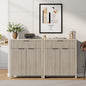 Laintene Sideboard Storage Cabinet, Fluted Buffet Cabinet with Adjustable Shelf and Drawer for Dining Living Room, Entryway, White Oak Set of 2