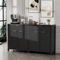 Laintene Sideboard Storage Cabinet Set of 2, Fluted Buffet Cabinet with Adjustable Shelf and Drawer for Dining Living Room, Entryway, Black