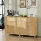 Laintene Sideboard Storage Cabinet Set of 2, Fluted Buffet Cabinet with Adjustable Shelf and Drawer for Dining Living Room, Entryway, Natural Oakv