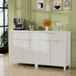 Laintene Sideboard Storage Cabinet Set of 2, Fluted Buffet Cabinet with Adjustable Shelf and Drawer for Dining Living Room, Entryway, White