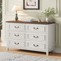 LainTene Farmhouse 6-Drawer Dresser - Rustic White Wood Dresser with Antique Bronze Handles, Vintage Storage Chest for Bedroom, Living Room & Entryway