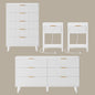 Laintene Boho Bedroom Set of 4 - 6 Drawer Dresser, 5 Drawer Vertical Dresser & 2 Nightstands with Drawer & USB Charging, Fluted Wooden Storage for Modern Bedroom, White
