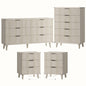 Laintene Boho Bedroom Set of 4 - 6 Drawer Dresser, 5 Drawer Vertical Dresser & 2 Nightstands with 3 Drawers & USB Charging, Fluted Wooden Storage for Modern Bedroom, White Oak