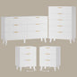 Laintene Boho Bedroom Set of 4 - 6 Drawer Dresser, 5 Drawer Vertical Dresser & 2 Nightstands with 3 Drawers & USB Charging, Fluted Wooden Storage for Modern Bedroom, White