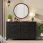 LainTene Farmhouse 6-Drawer Dresser - Rustic Black Wood Dresser with Antique Bronze Handles, Vintage Storage Chest for Bedroom, Living Room & Entryway