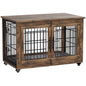 Laintene Dog Crate Furniture, Dog Kennels for Inside with Pads and Wheels, Heavy Duty Pet House for Medium to Large Dogs, Browm
