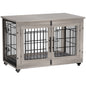 Laintene Dog Crate Furniture, Dog Kennels for Inside with Pads and Wheels, Heavy Duty Pet House for Medium to Large Dogs, Gray